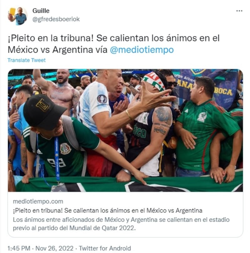 Pleito juego México Argentina: "Comienza la tensión en la tribuna"