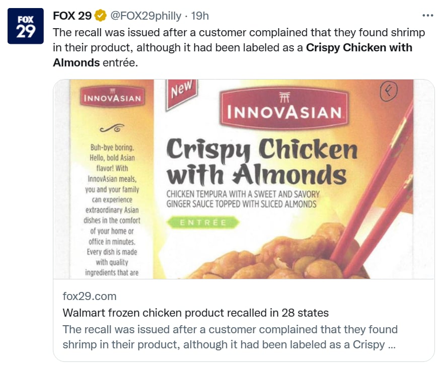 Alerta comida tiendas Estados Unidos