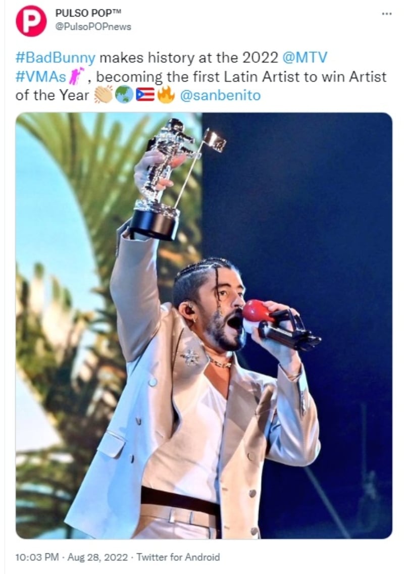 Premios MTV VMAs 2022: Bad Bunny se lleva la noche