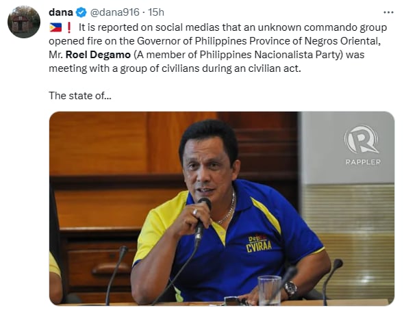 Asesinan gobernador Filipinas