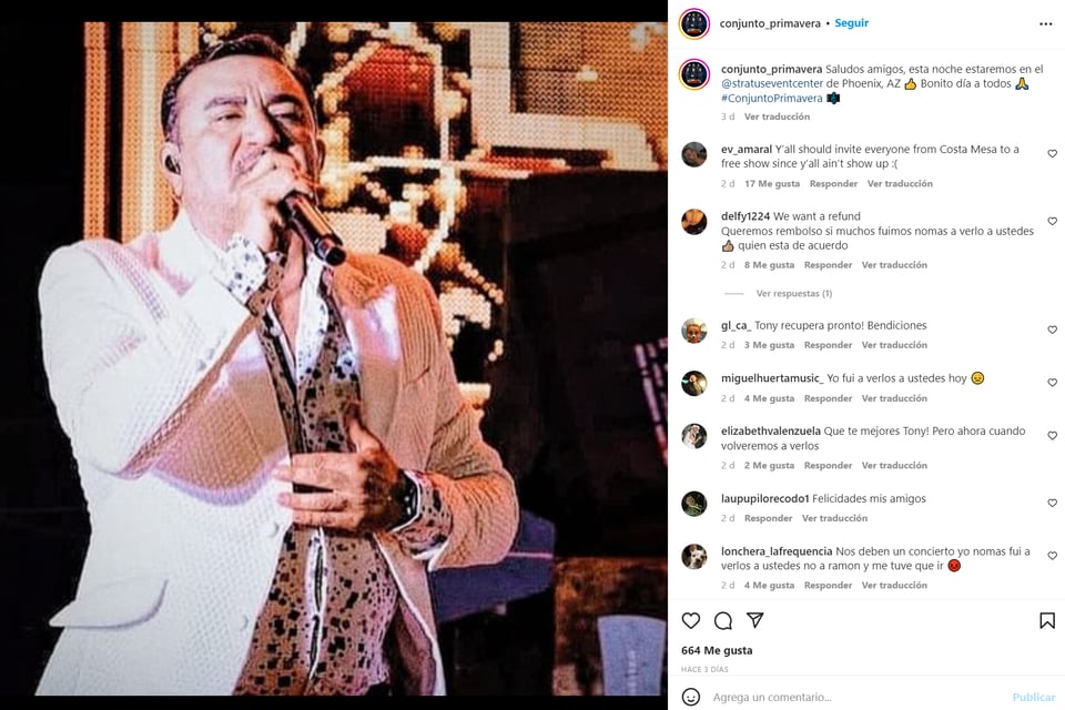 Artista hospitalizado
