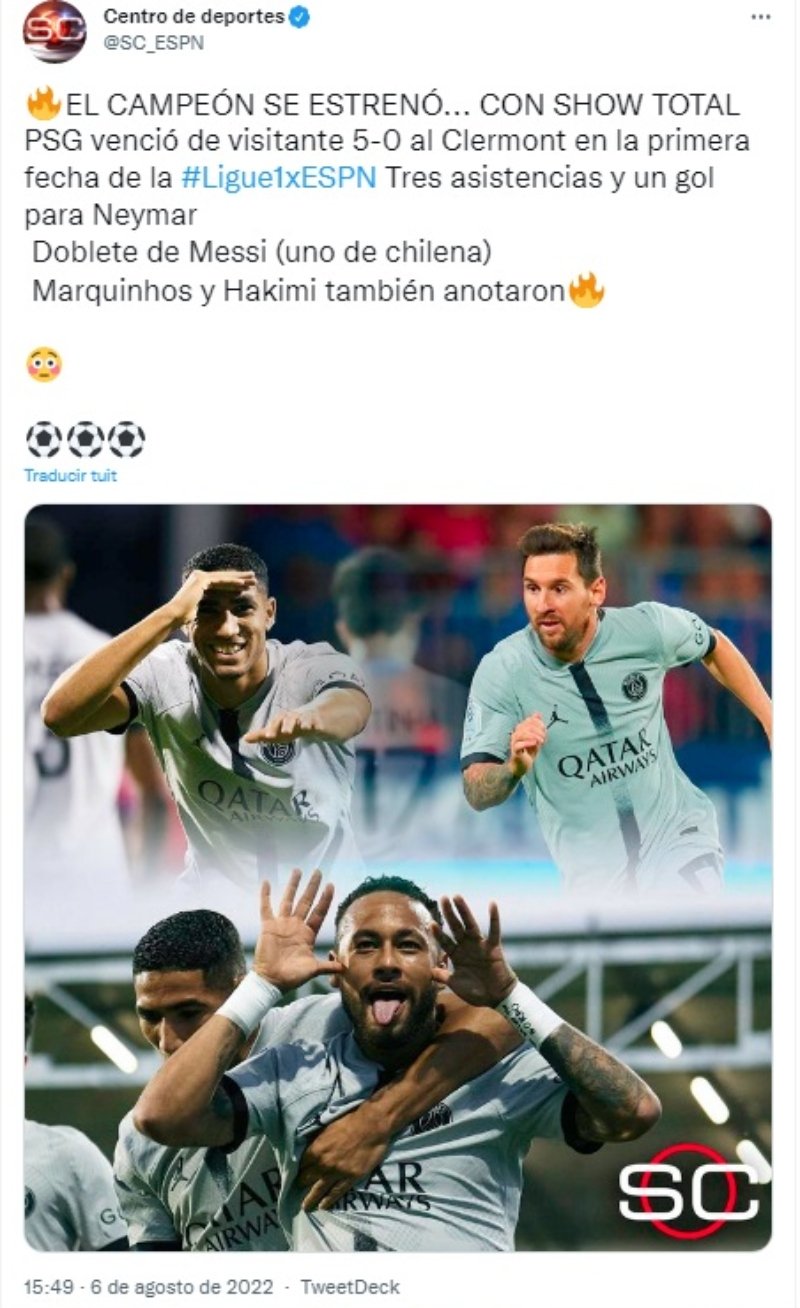 PSG gana y Lionel Messi hace golazo de chilena