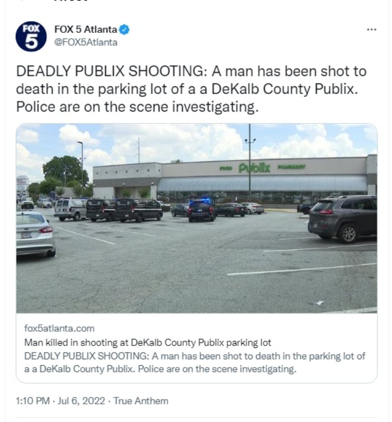 Reportan tiroteo en una tienda Publix de Georgia
