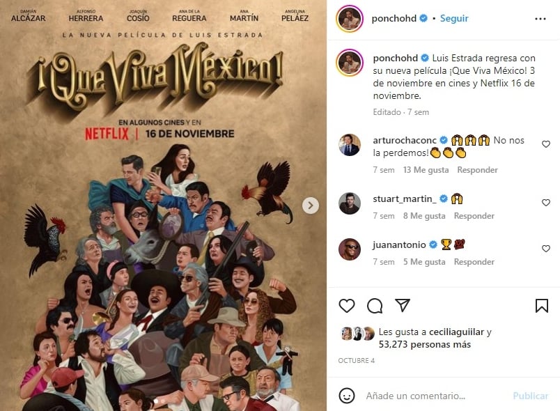 Cuauhtli Jiménez Que Viva México: ¿Esta película, sabes cuando se estrena, cuando llega a Estados Unidos y a México?