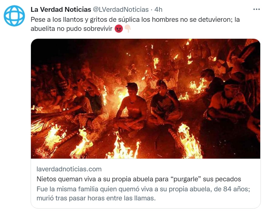 Nietos queman viva abuela