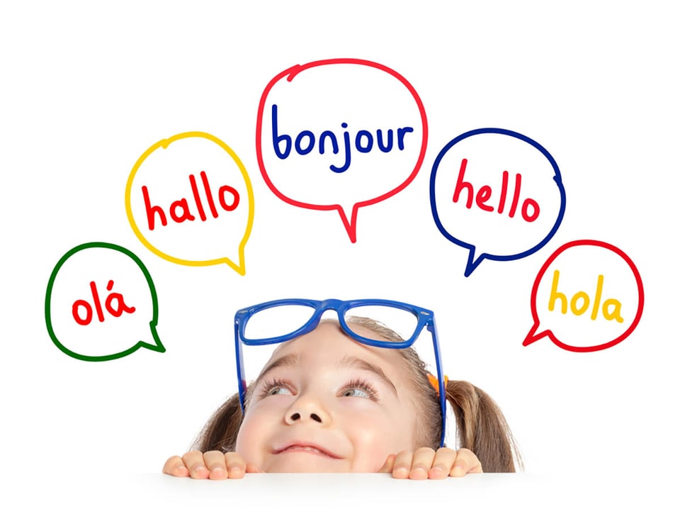 niña, palabras, hola, hello, idiomas, bilingüe
