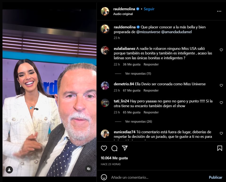 Raúl de Molina arremetió en contra de Miss Universo