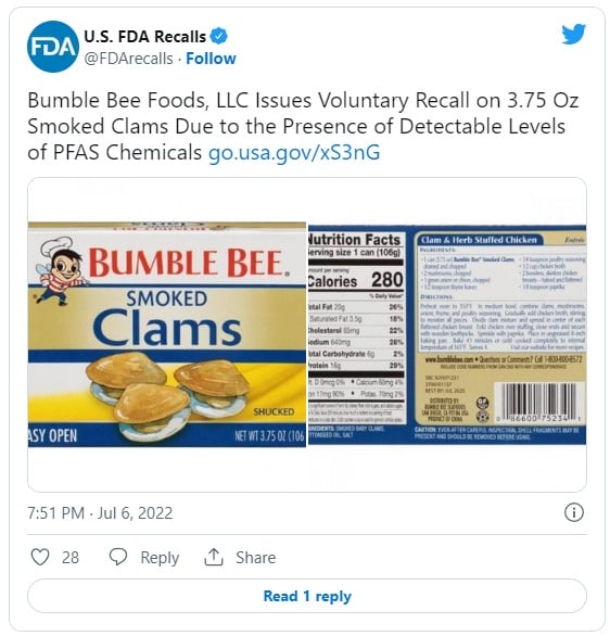 Contaminated smoked clams recalled from Walmart and other US stores