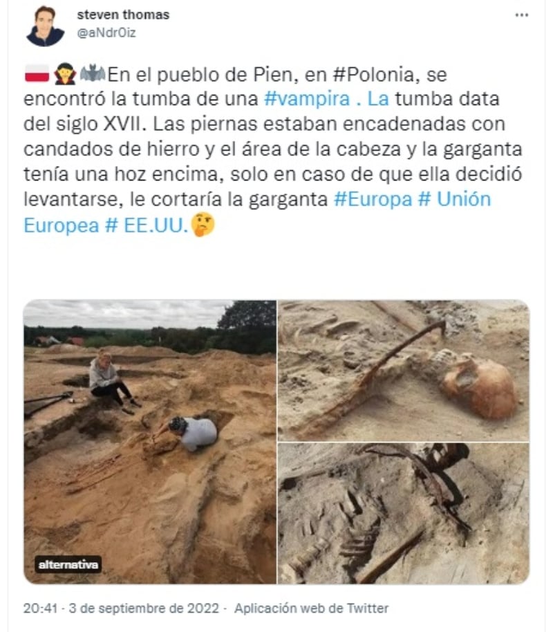 Remains of female vampire discovered