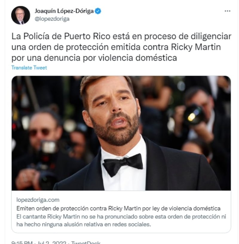 Ricky Martin violencia doméstica: Emiten orden de restricción