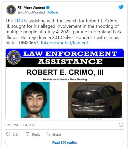 tatuaje en la cara del pistolero sería pista sobre el tiroteo en Highland Park