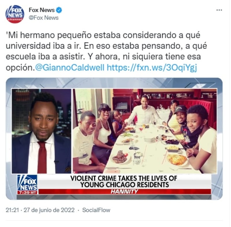 Gianno Caldwell rompe en llanto: Su hermano murió en un tiroteo