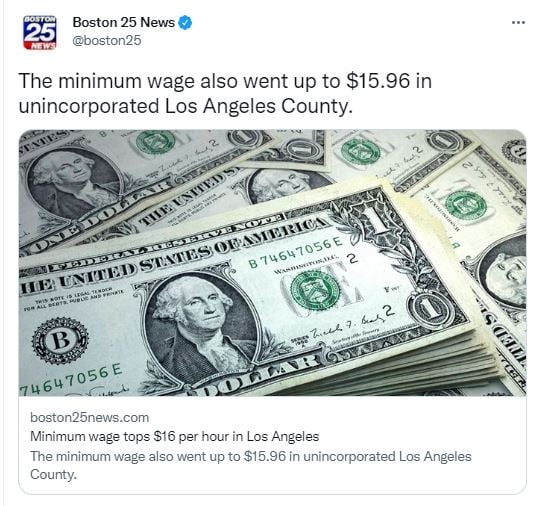 Salario mínimo llega a $16,04 por hora en Los Ángeles