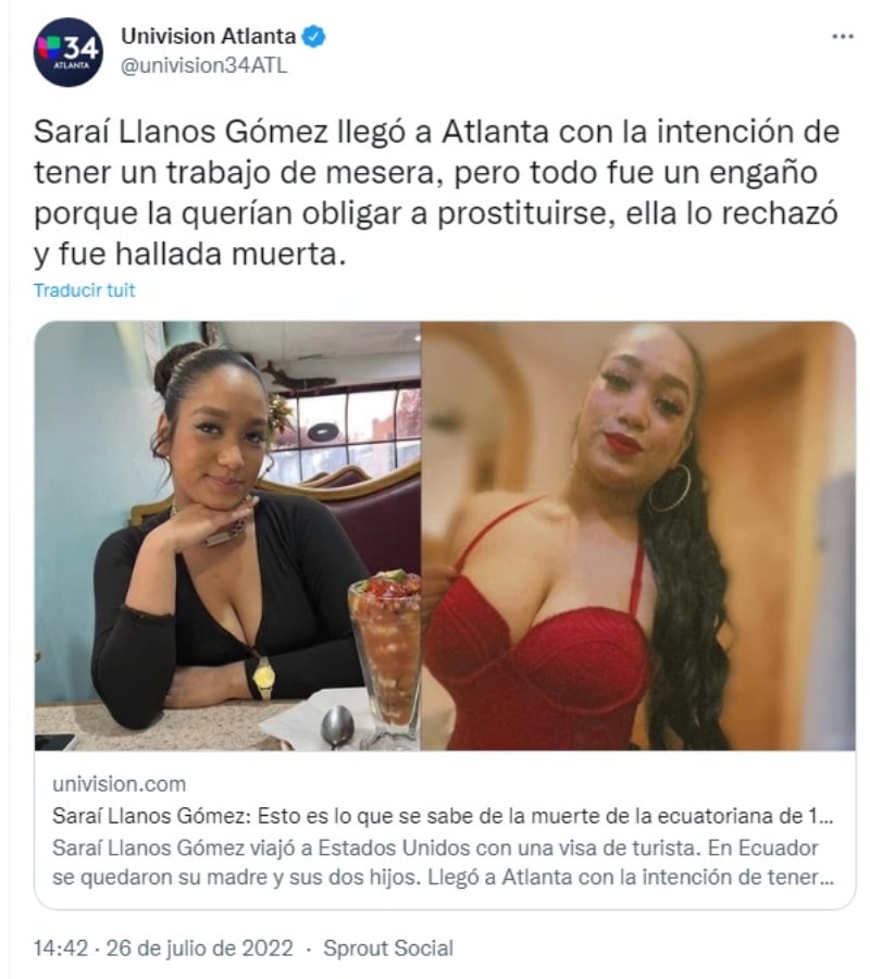 Madre de Saraí Llanos rompe el silencio