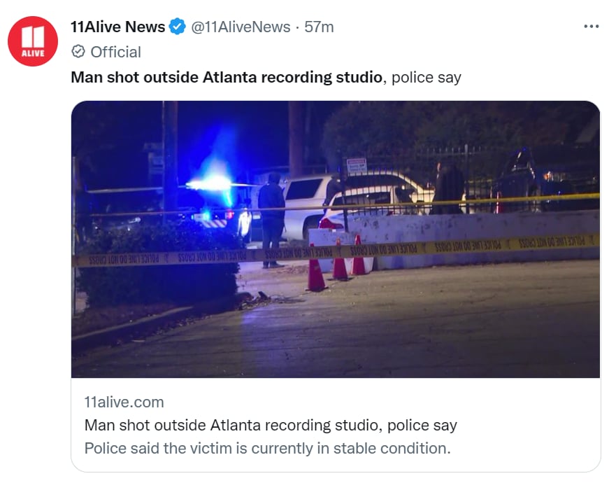 Tiroteo estudio grabación Atlanta