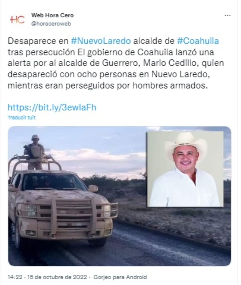 Secuestran al alcalde mexicano Mario Cedillo