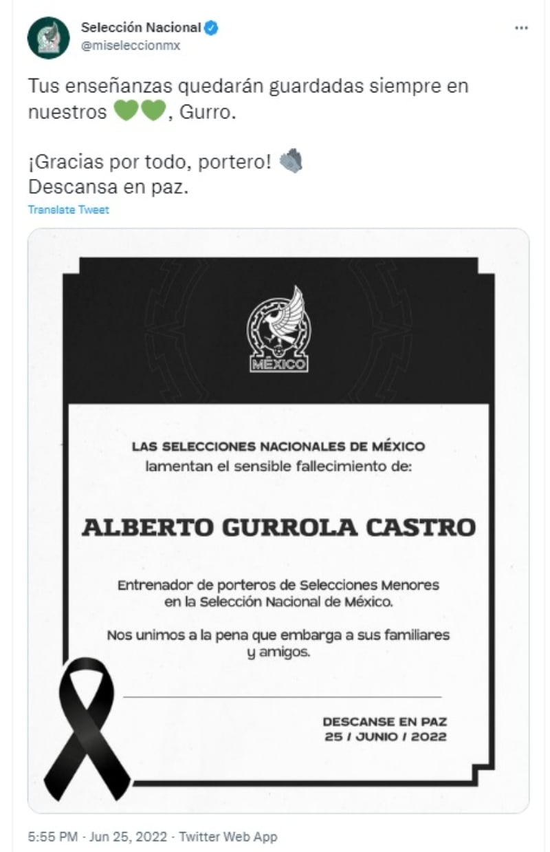 Mexican team is in mourning