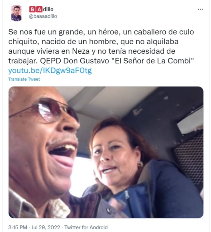 Muere el señor de la combi: Se desconocen las causas