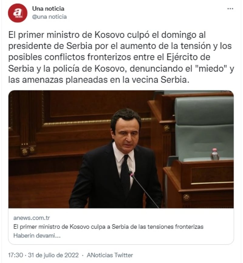 Tensión Serbia Kosovo: ¿Qué está sucediendo entre ambos países?