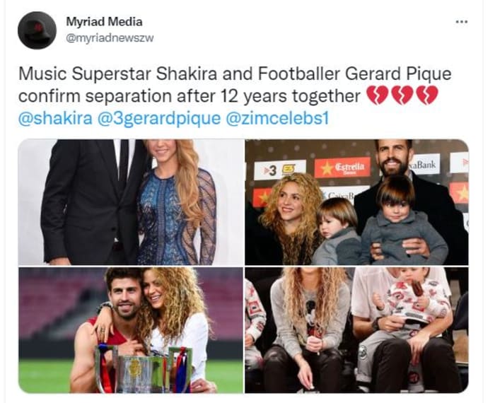 Confirm separation of Shakira and Piqué