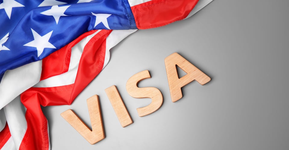 La palabra VISA con la bandera de eeuu como idea de petición