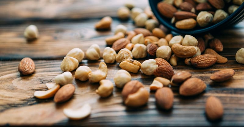 Walnuts on a wooden surface