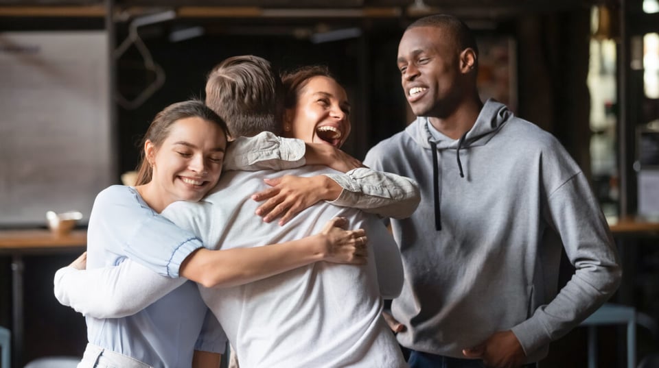 amigos, reunión, celebración, estacional, salud mental