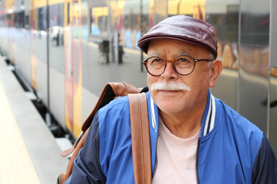 travel, safety, elders, train, man