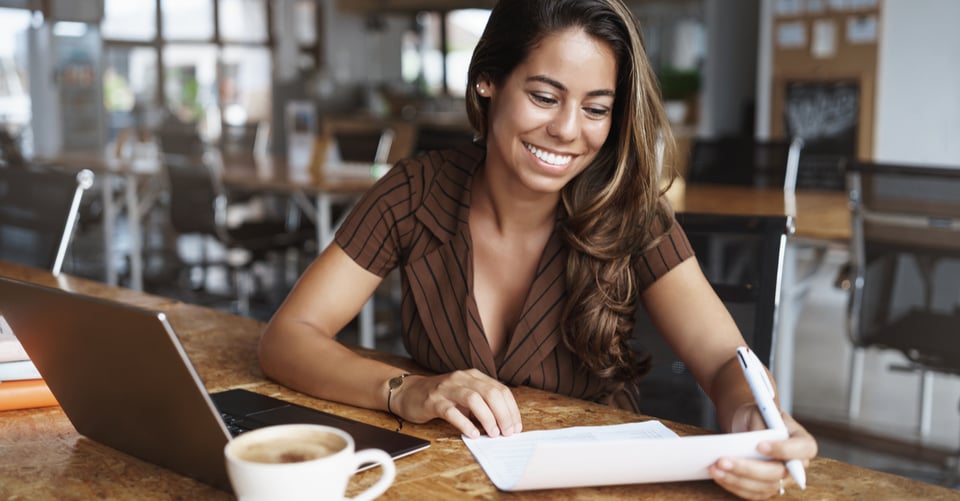Lady checking her credit score