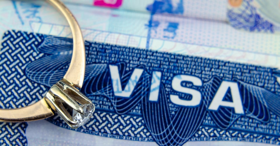 Un anillo encima de una visa que puede ser de Estados Unidos
