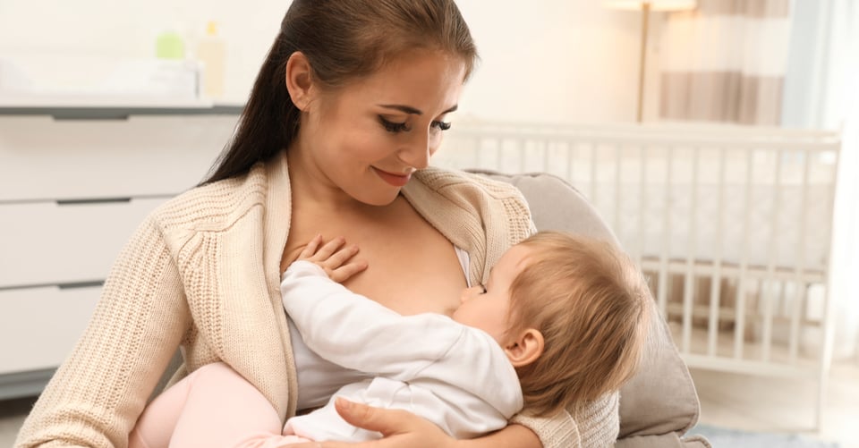 Woman breastfeeding her baby
