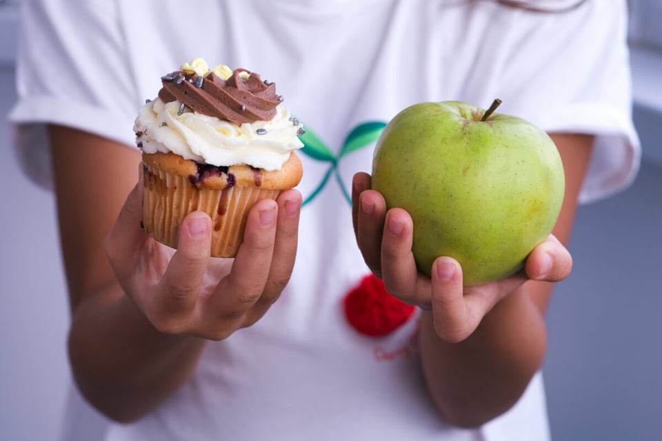 comida, opciones, saludable, azúcar, manzana