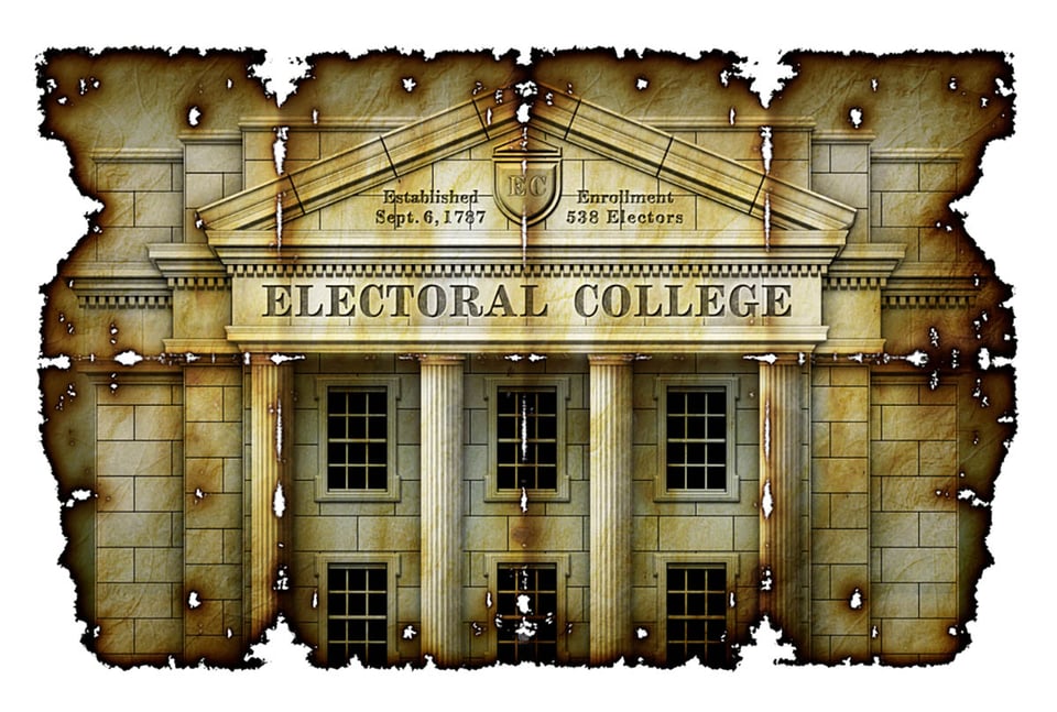 Electoral College system, building, antique, parchment, 3D Illustration