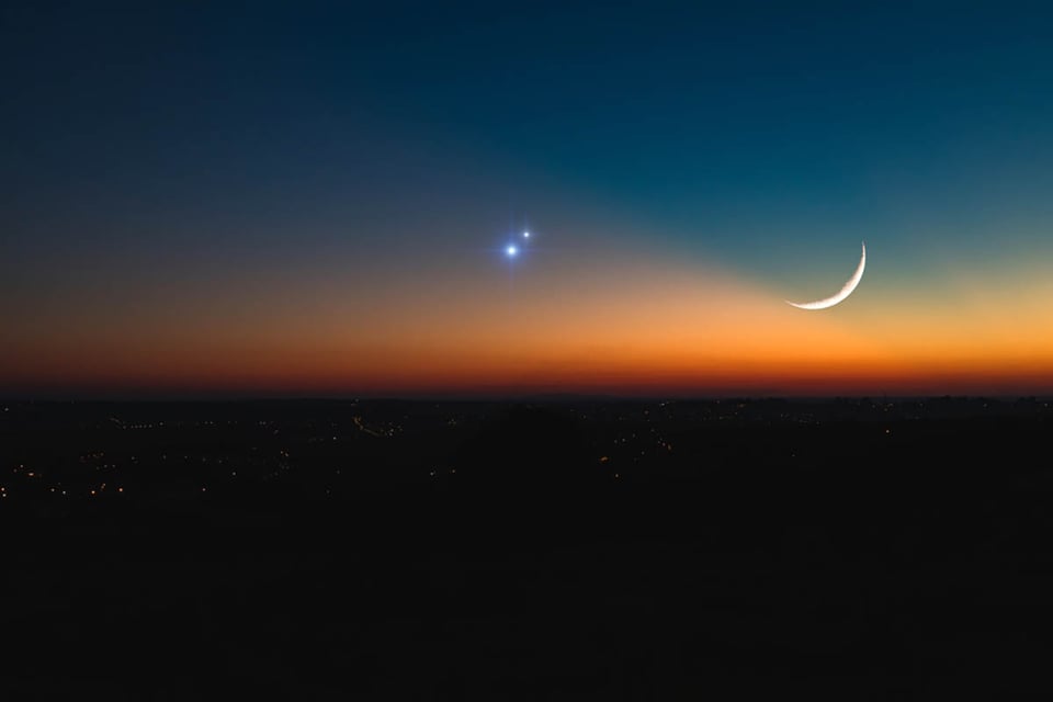 Venus, Júpiter, luna, conjunción, astronomía.