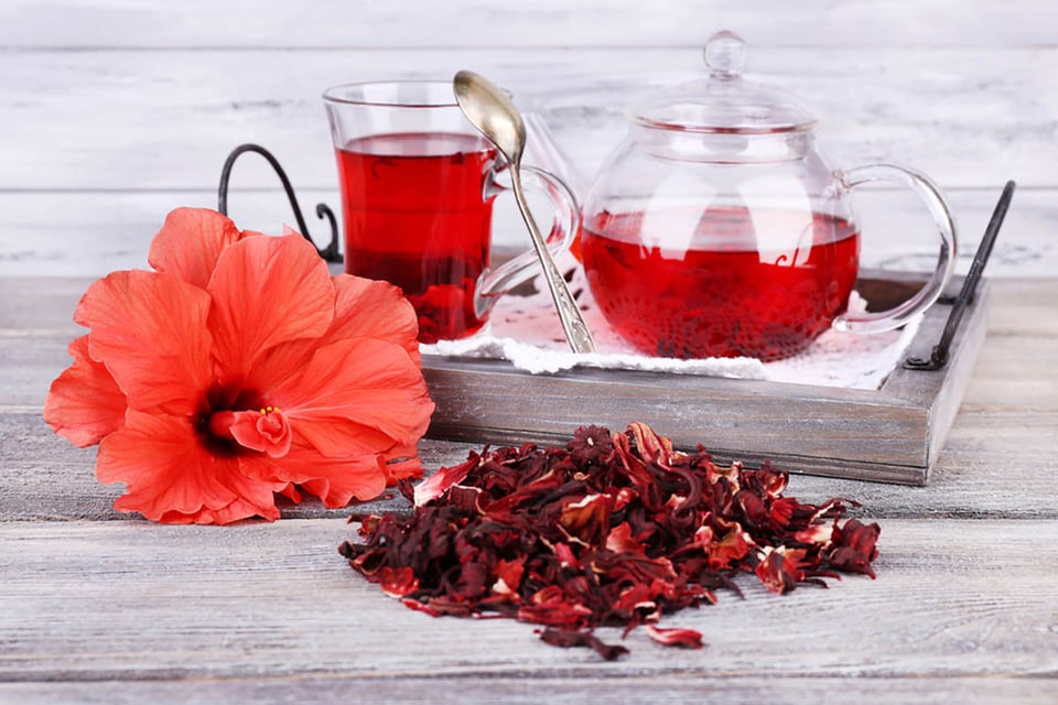 Hibiscus, cup, teapot, flower, herbal tea