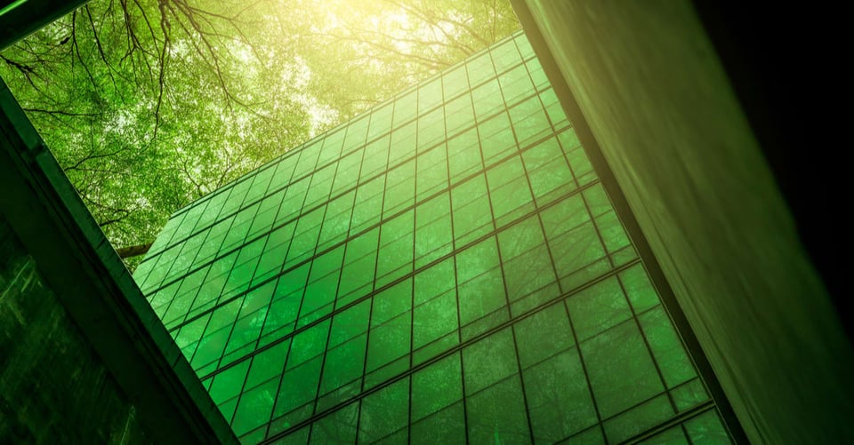 Green building designed with landscaping
