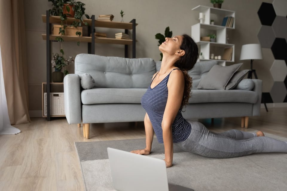exercise, woman, yoga, home, relaxation