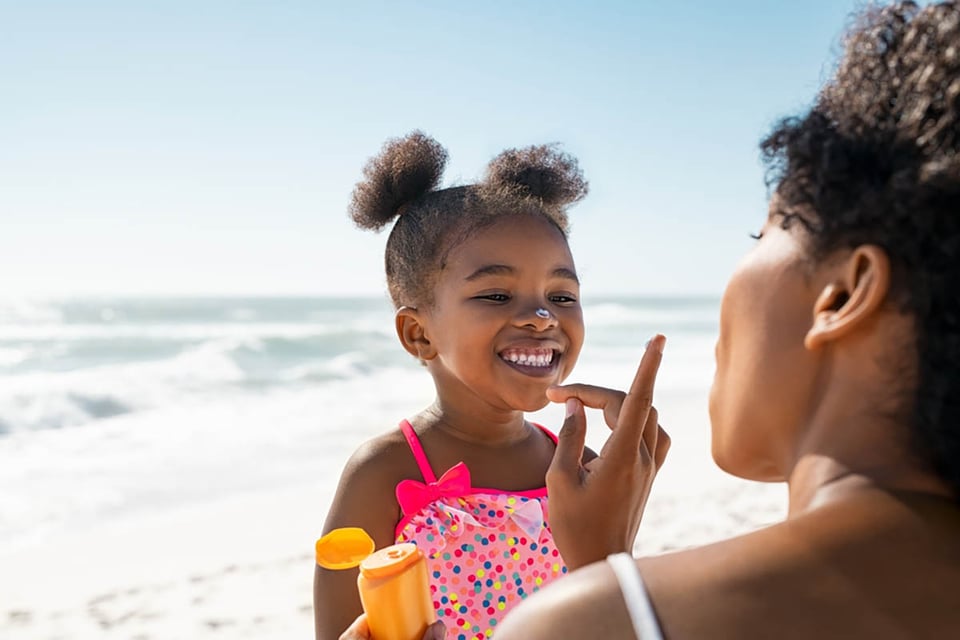 Educating, children, protective, skincare, mother