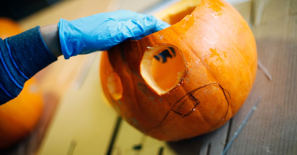 Pumpkin being worked for Halloween