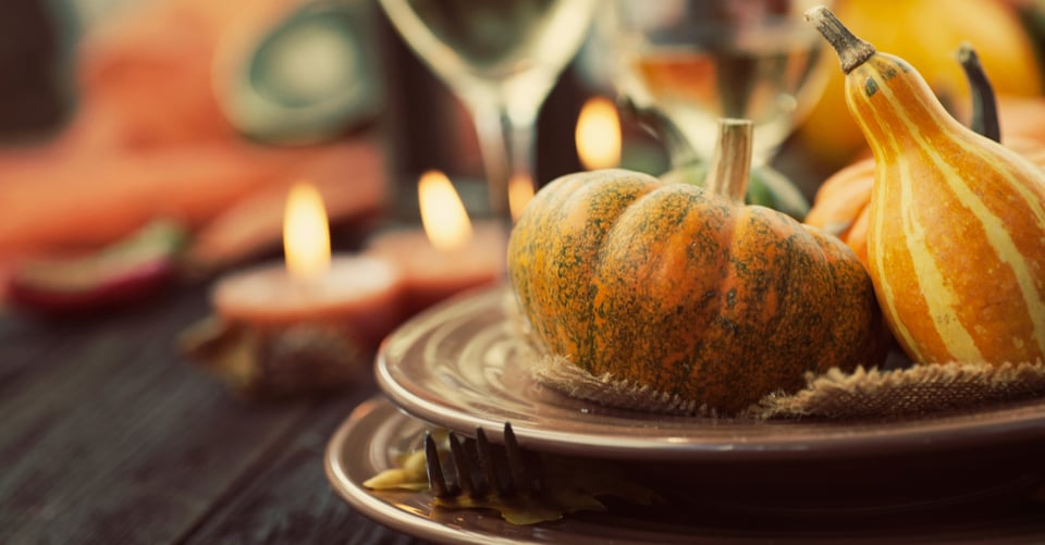Calabazas en plato para Thanksgiving