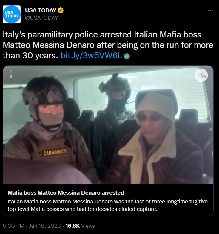 ¿Cuánto tiempo pasará el jefe de la mafia en prisión?