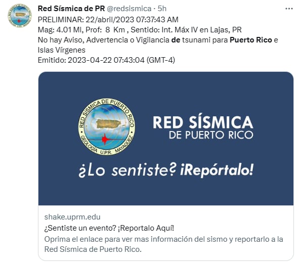 Temblor isla