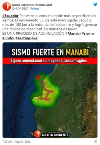 sismo magnitud 5,5 costas de Ecuador