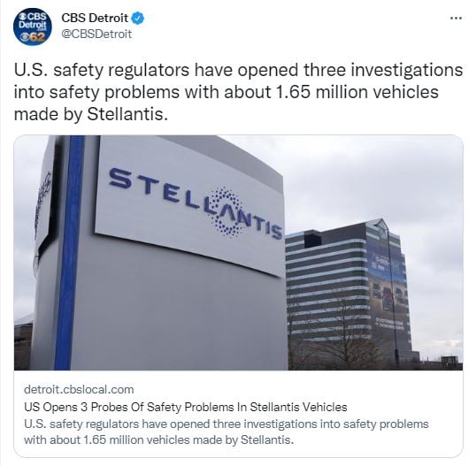 Open investigation for problems with Stellantis vehicles