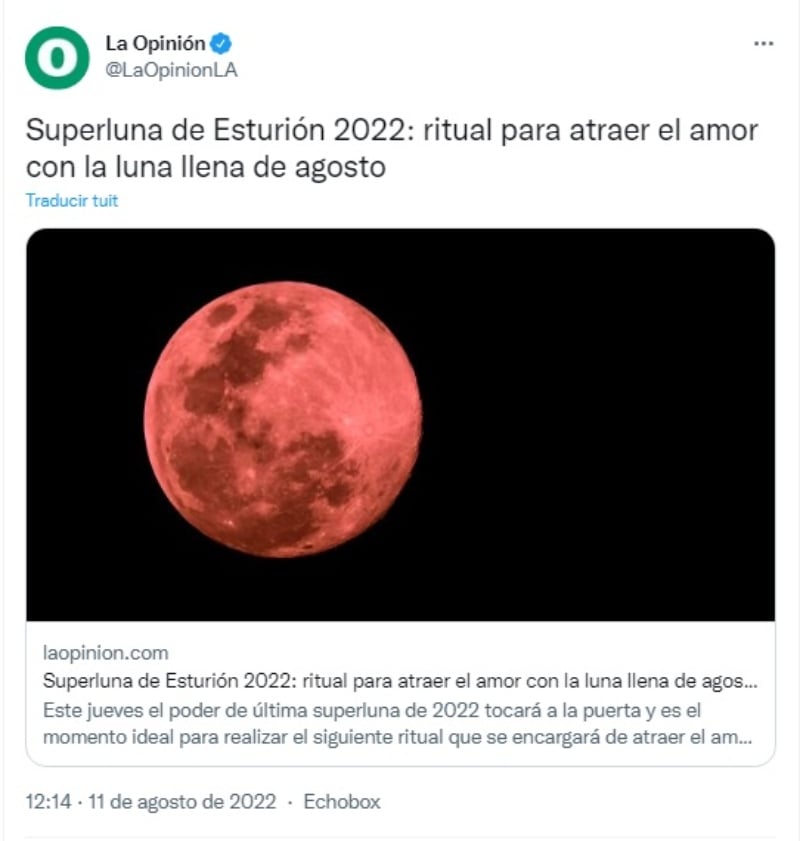 La Superluna de Esturión 2022 será esta noche