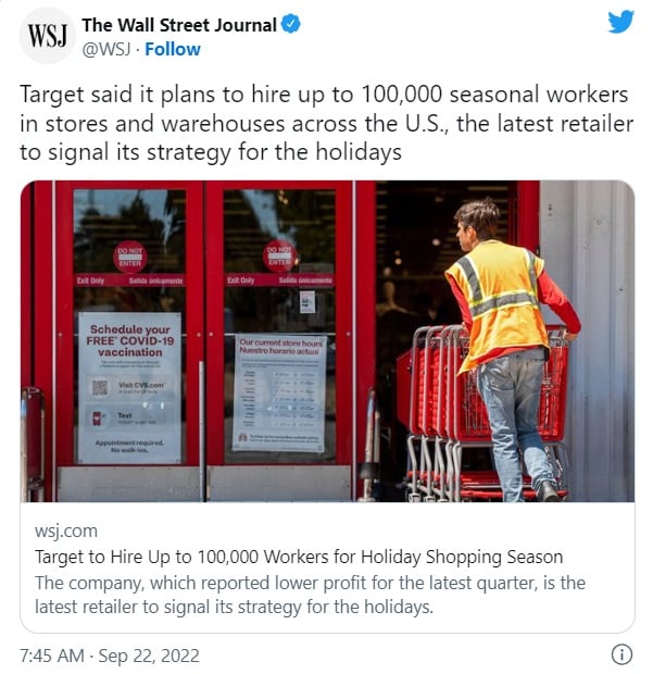 Target seeks holiday workers
