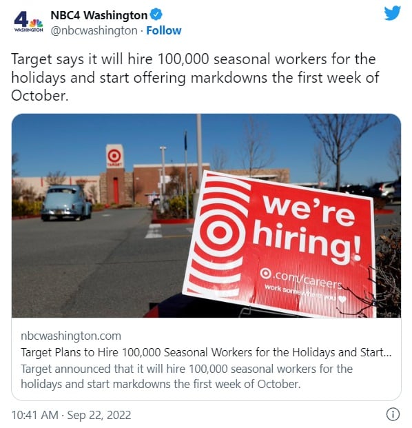 Target seeks holiday workers