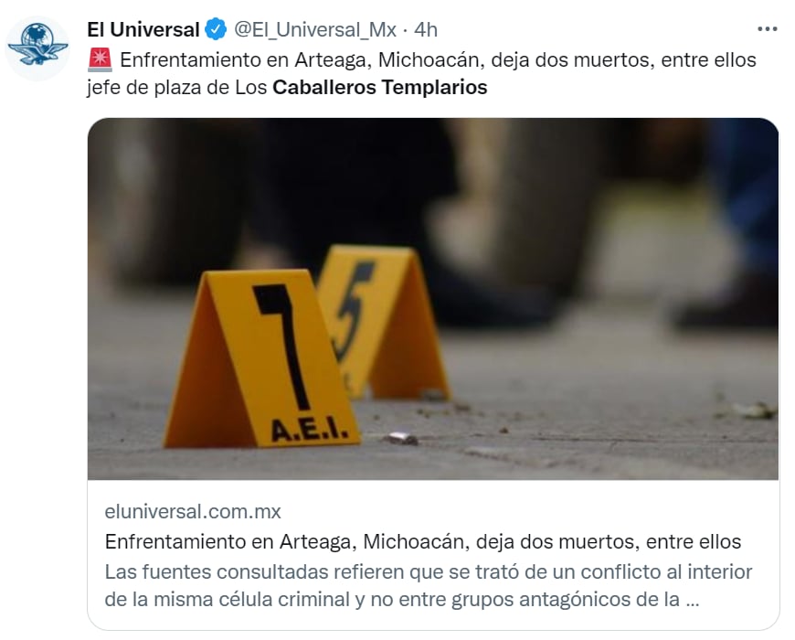 Matan jefe Caballeros Templarios