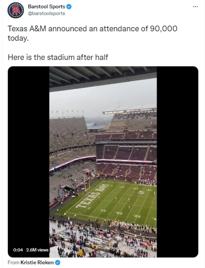 Aficionados vacían el estadio de Texas A&M football