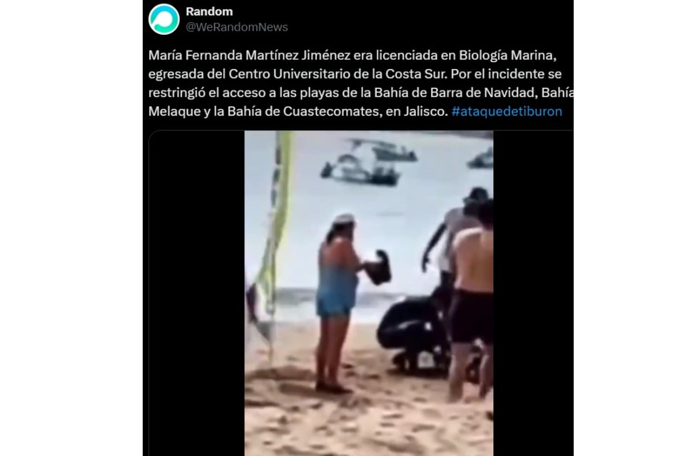 Tragedia marina, Ataque de tiburón, María Fernanda Martínez Jiménez, MundoNOW